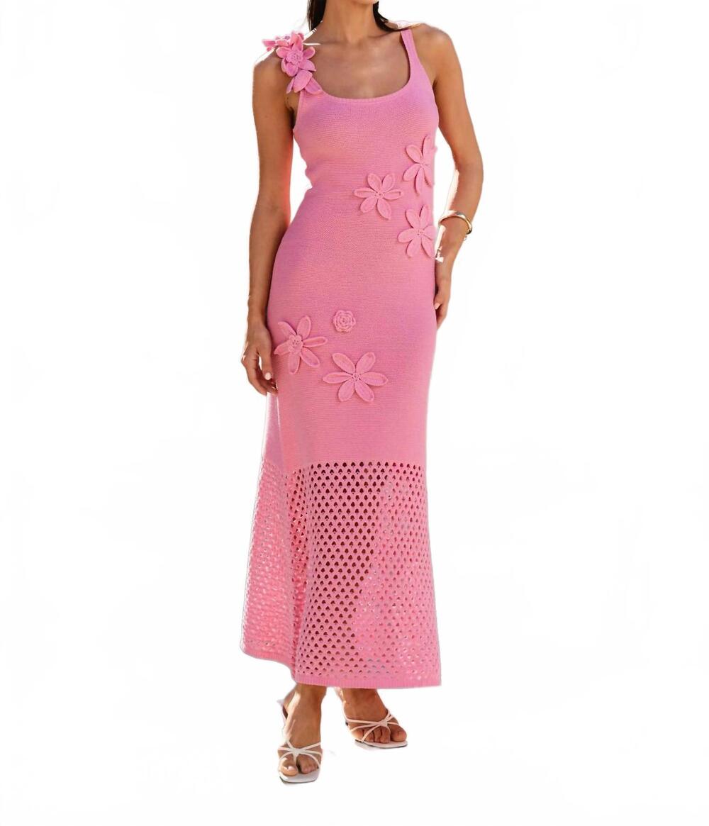 NEW ABLE liliann applique maxi dress in pink